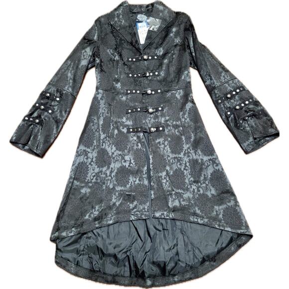 Rare H&R London Gothic Victorian Steampunk Brocade Coat Corset Jacket Sz 4 NWT - Picture 1 of 4